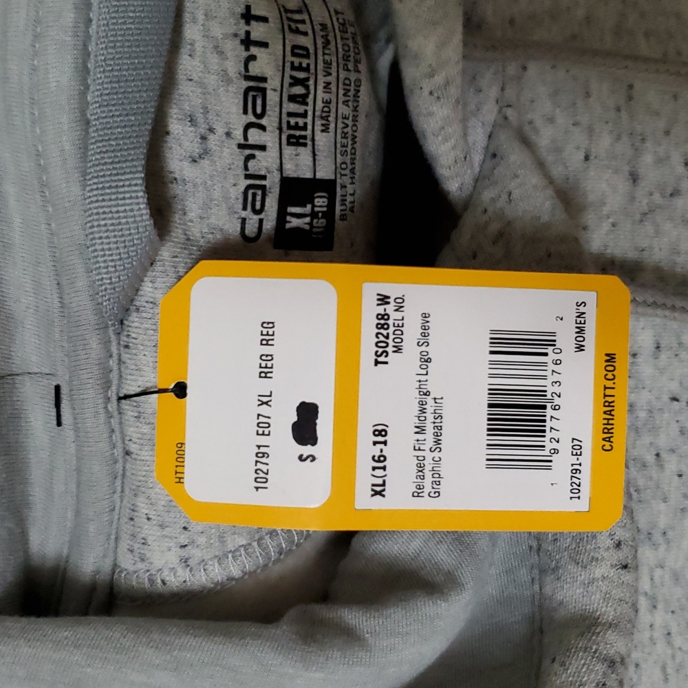 NWT Carhartt Sz XL Relaxed Fit Midweight Logo Sleeve Graphic Sweatshirt Asphalt - Picture 5 of 15